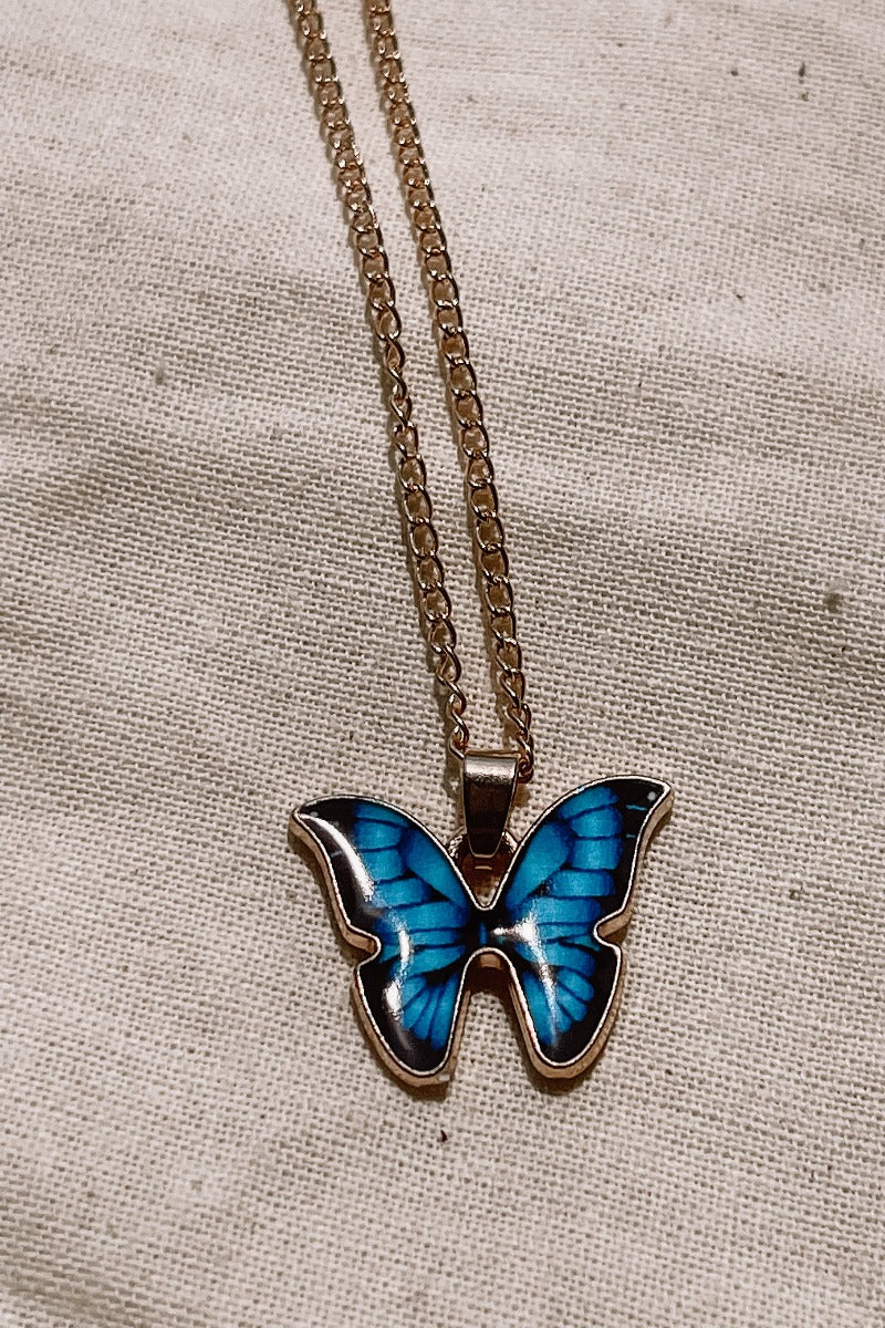 Butterfly Necklace Blue
